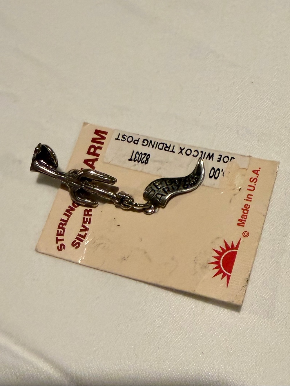 Vintage Sterling Silver Saguaro Cactus Turquoise Wagon Wheel Southwest Charm View 6